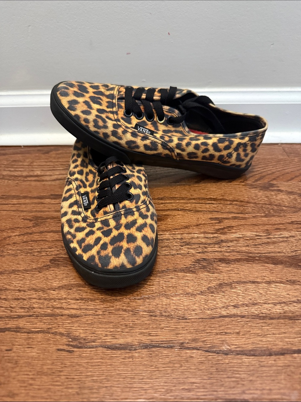 Vans Leopard Print Canvas Sneakers - Black & Tan
